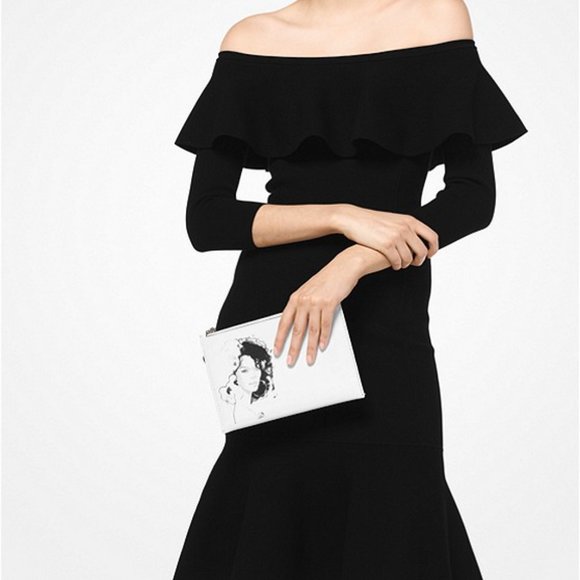 🥰 MK Marilyn Monroe Print Calf Leather Pouch - Picture 2 of 10